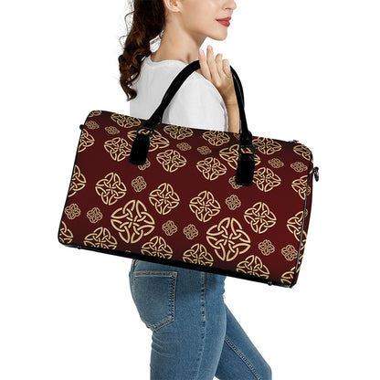 Celtic Knot Symbol Pattern Print Leather Duffle Bag