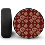 Celtic Knot Symbol Pattern Print Leather Spare Tire Cover
