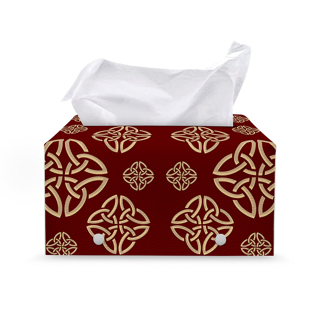 Celtic Knot Symbol Pattern Print Leather Tissue Box Cover