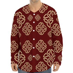 Celtic Knot Symbol Pattern Print Long Sleeve Baseball Jersey