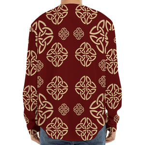 Celtic Knot Symbol Pattern Print Long Sleeve Baseball Jersey