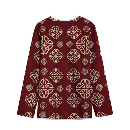 Celtic Knot Symbol Pattern Print Long Sleeve Short Coat