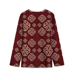 Celtic Knot Symbol Pattern Print Long Sleeve Short Coat