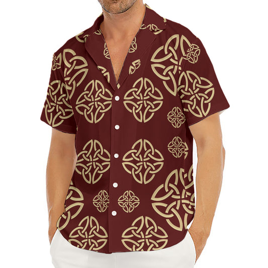 Celtic Knot Symbol Pattern Print Men's Deep V-Neck Shirt