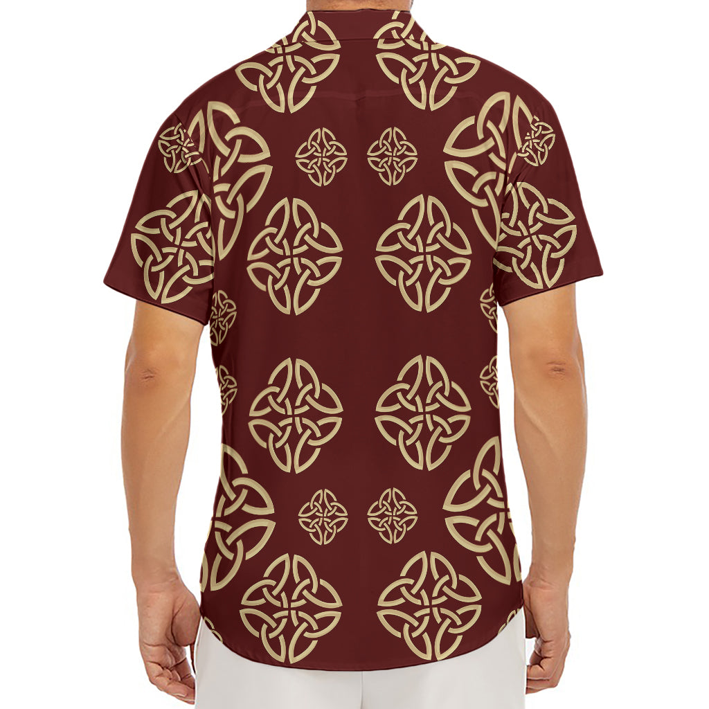 Celtic Knot Symbol Pattern Print Men's Deep V-Neck Shirt