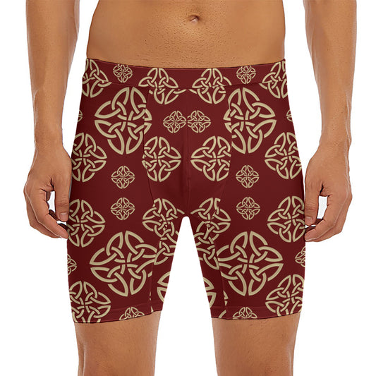 Celtic Knot Symbol Pattern Print Men's Long Boxer Briefs