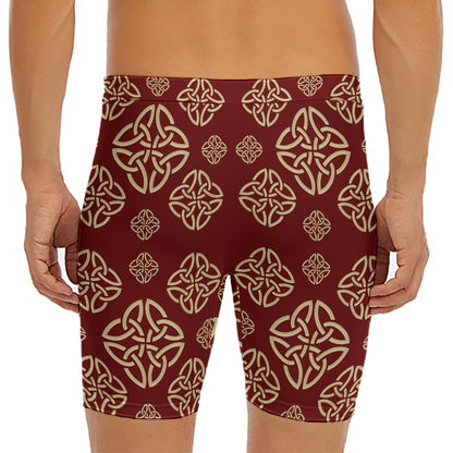 Celtic Knot Symbol Pattern Print Men's Long Boxer Briefs