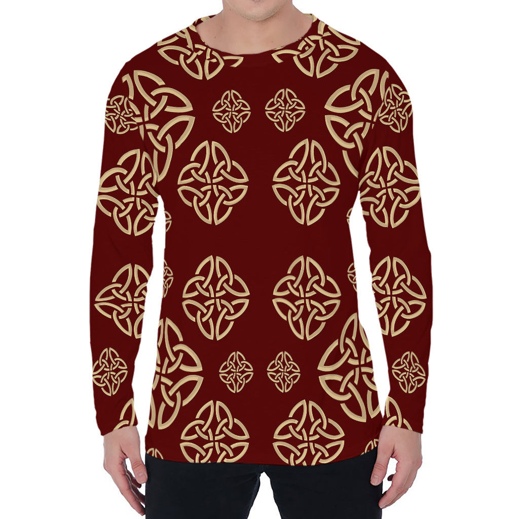 Celtic Knot Symbol Pattern Print Men's Long Sleeve T-Shirt