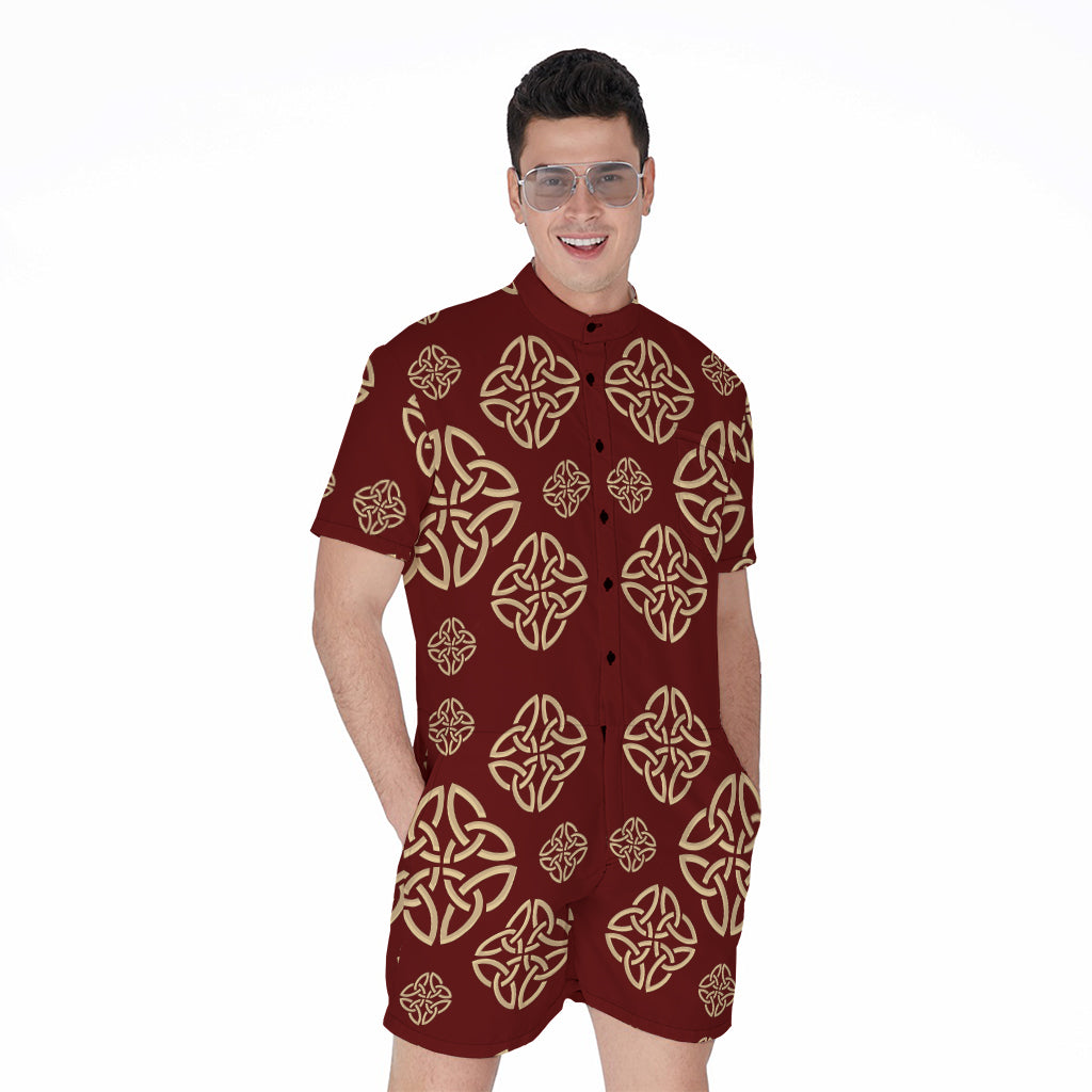 Celtic Knot Symbol Pattern Print Men's Rompers