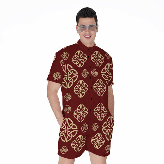 Celtic Knot Symbol Pattern Print Men's Rompers