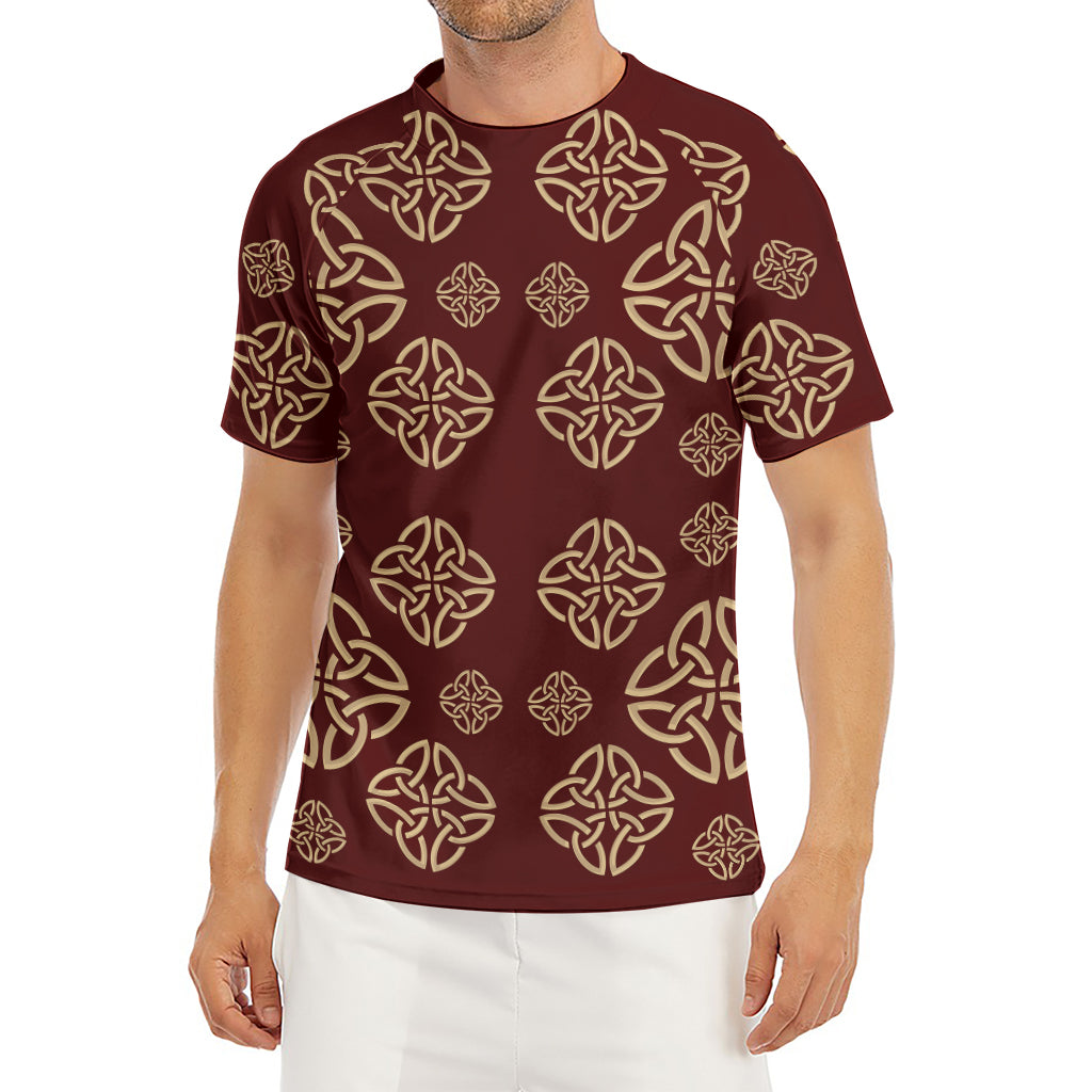 Celtic Knot Symbol Pattern Print Men's Short Sleeve Rash Guard