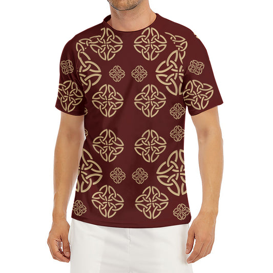 Celtic Knot Symbol Pattern Print Men's Short Sleeve Rash Guard