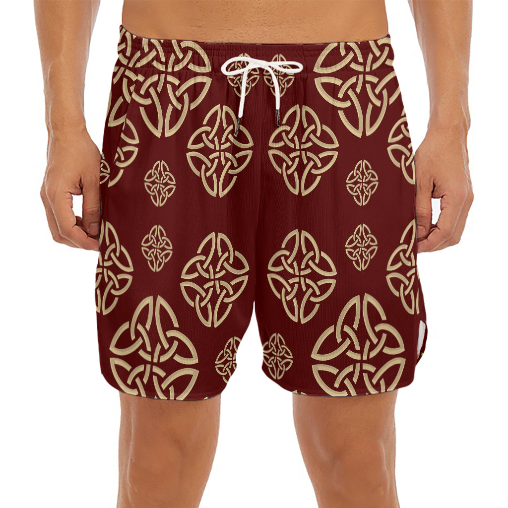 Celtic Knot Symbol Pattern Print Men's Split Running Shorts