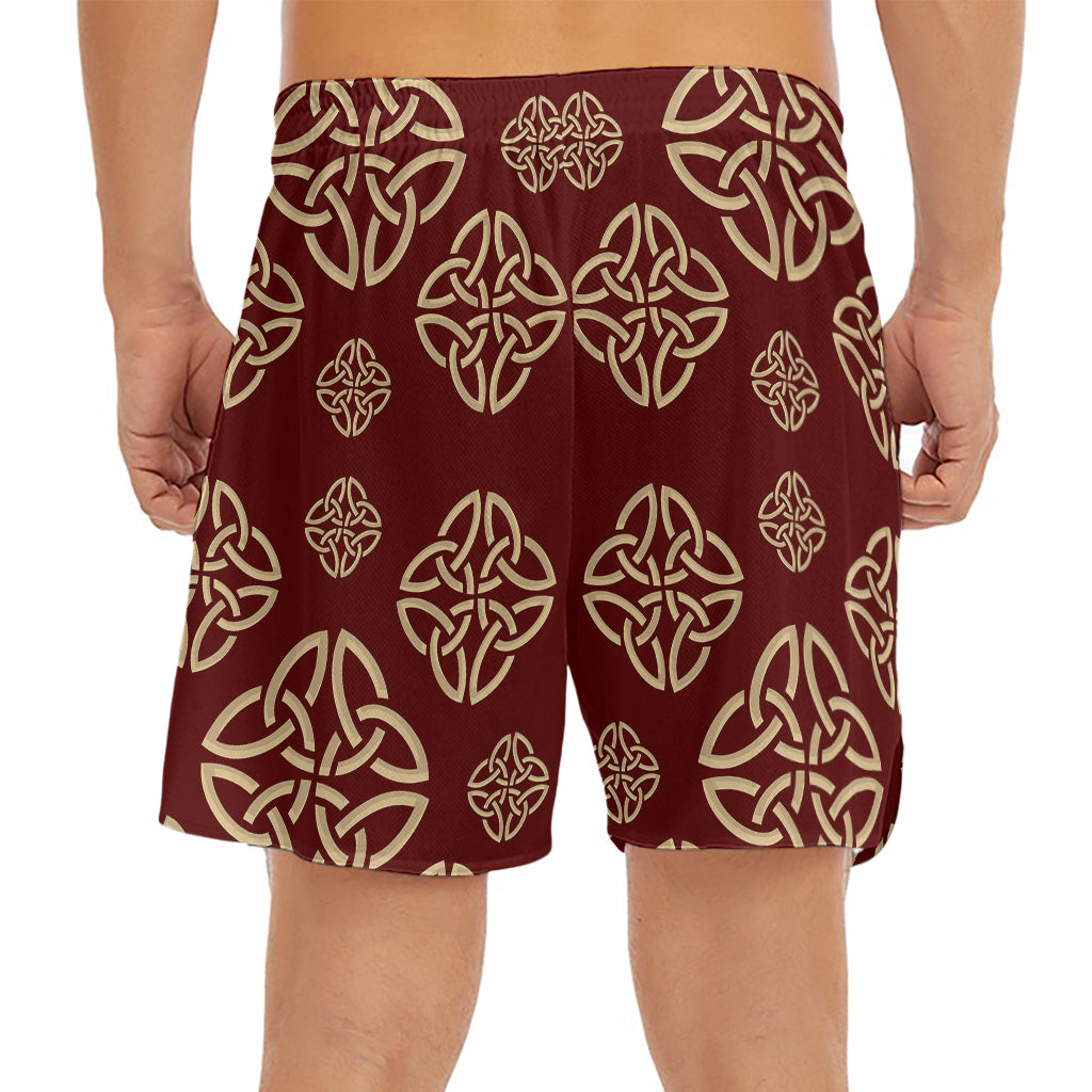 Celtic Knot Symbol Pattern Print Men's Split Running Shorts
