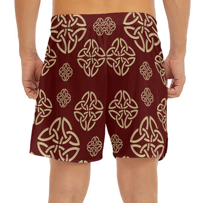 Celtic Knot Symbol Pattern Print Men's Split Running Shorts
