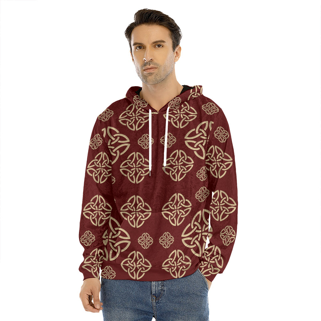 Celtic Knot Symbol Pattern Print Men's Velvet Pullover Hoodie