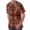 Celtic Knot Symbol Pattern Print Men's Velvet T-Shirt