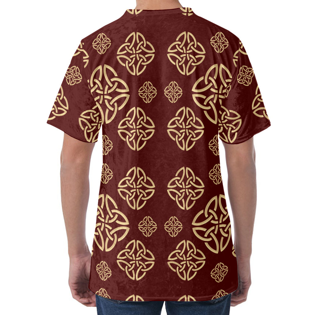 Celtic Knot Symbol Pattern Print Men's Velvet T-Shirt