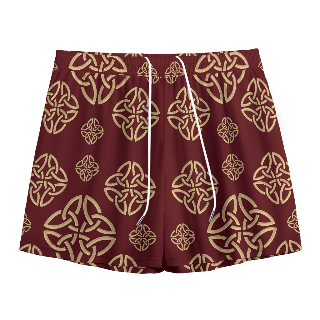 Celtic Knot Symbol Pattern Print Mesh Shorts