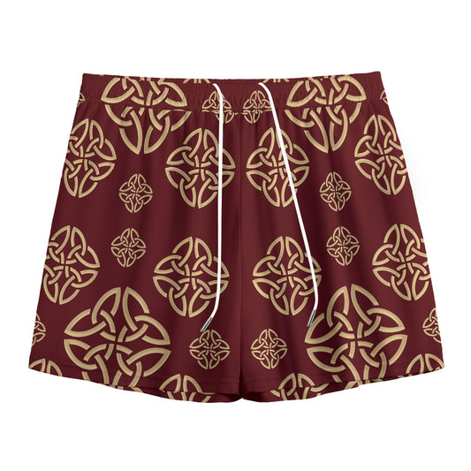 Celtic Knot Symbol Pattern Print Mesh Shorts