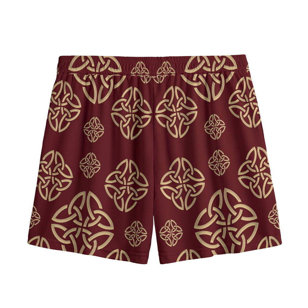 Celtic Knot Symbol Pattern Print Mesh Shorts