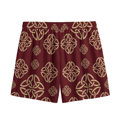 Celtic Knot Symbol Pattern Print Mesh Shorts