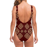 Celtic Knot Symbol Pattern Print One Piece Swimsuit