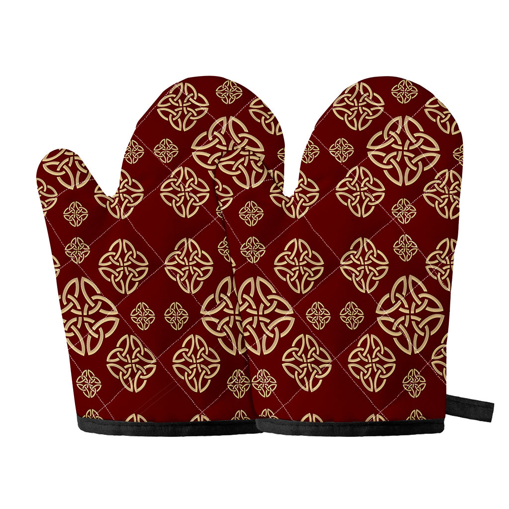 Celtic Knot Symbol Pattern Print Oven Mitts