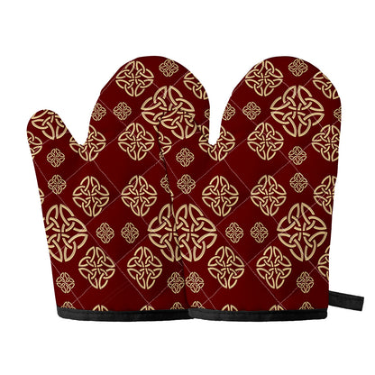 Celtic Knot Symbol Pattern Print Oven Mitts