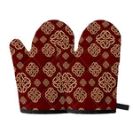 Celtic Knot Symbol Pattern Print Oven Mitts