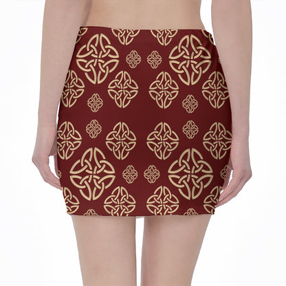 Celtic Knot Symbol Pattern Print Pencil Mini Skirt