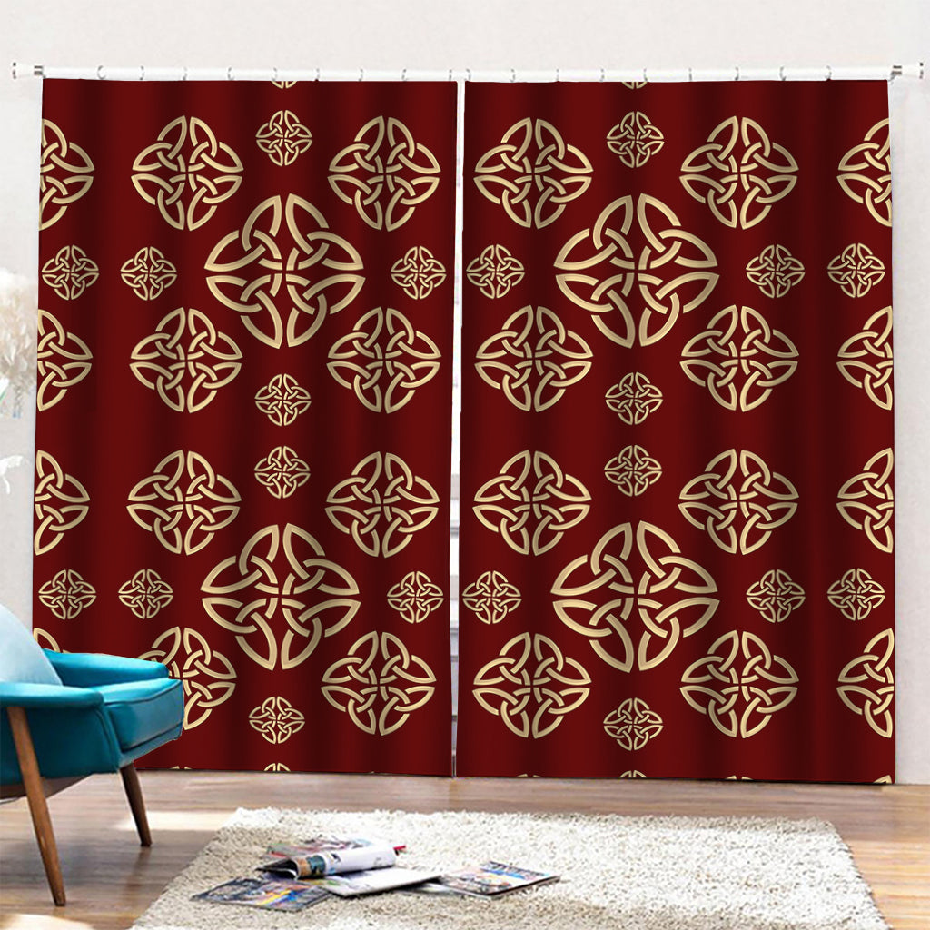 Celtic Knot Symbol Pattern Print Pencil Pleat Curtains