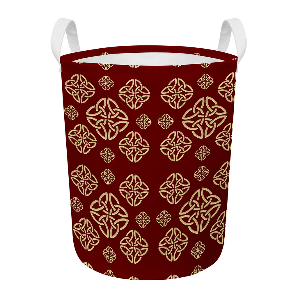 Celtic Knot Symbol Pattern Print Round Laundry Basket
