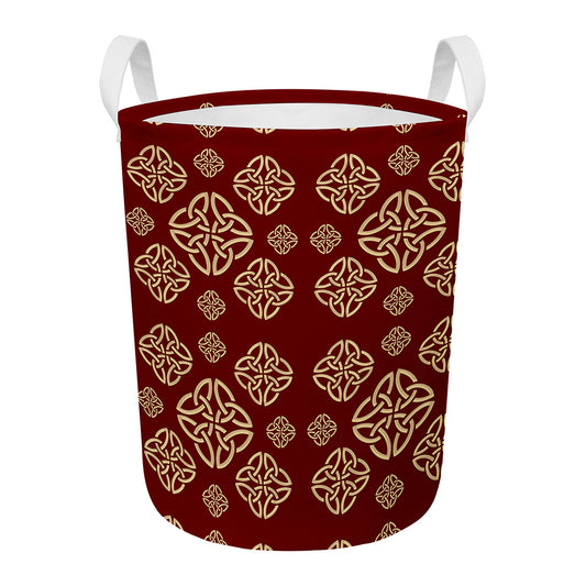 Celtic Knot Symbol Pattern Print Round Laundry Basket
