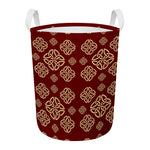Celtic Knot Symbol Pattern Print Round Laundry Basket