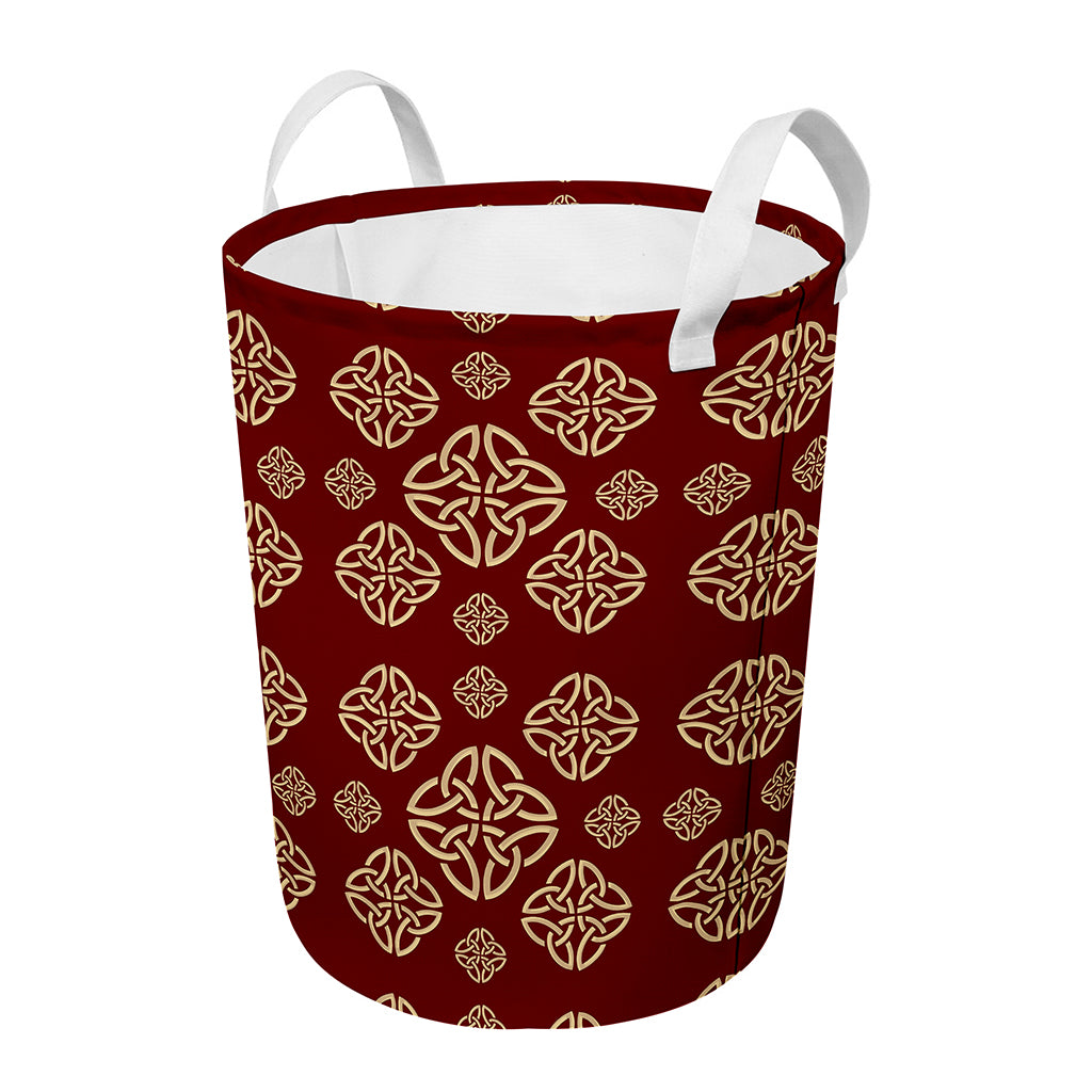 Celtic Knot Symbol Pattern Print Round Laundry Basket