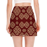 Celtic Knot Symbol Pattern Print Side Slit Mini Skirt