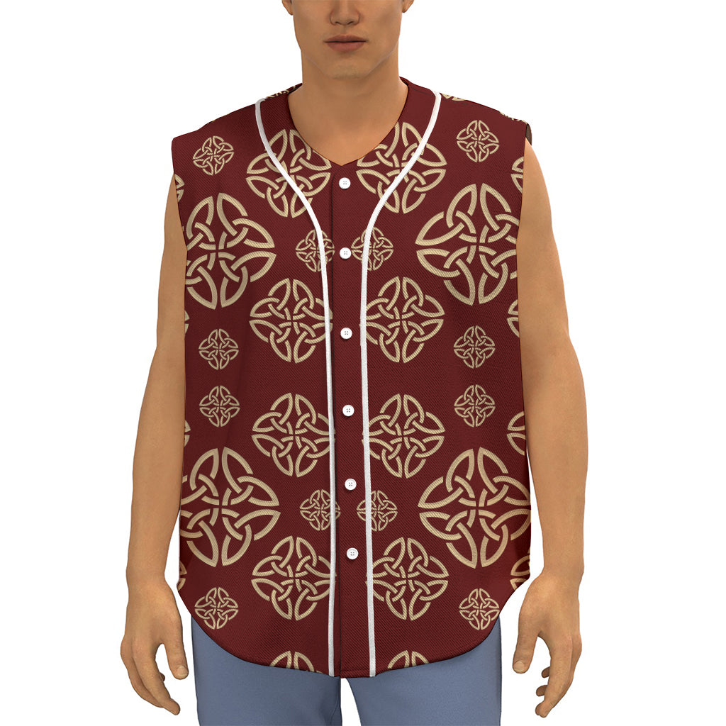 Celtic Knot Symbol Pattern Print Sleeveless Baseball Jersey