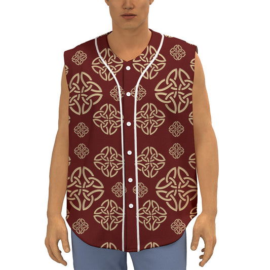 Celtic Knot Symbol Pattern Print Sleeveless Baseball Jersey