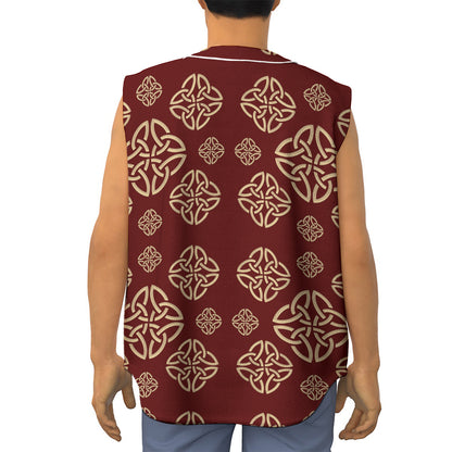 Celtic Knot Symbol Pattern Print Sleeveless Baseball Jersey
