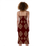 Celtic Knot Symbol Pattern Print Slim Fit Midi Cami Dress