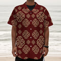 Celtic Knot Symbol Pattern Print Textured Short Sleeve Shirt