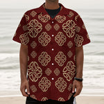Celtic Knot Symbol Pattern Print Textured Short Sleeve Shirt