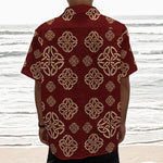 Celtic Knot Symbol Pattern Print Textured Short Sleeve Shirt