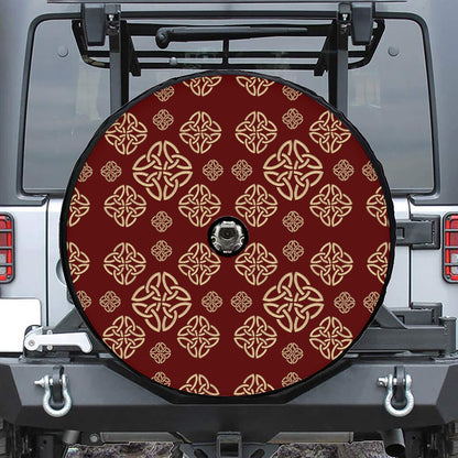 Celtic Knot Symbol Pattern Print Tire Cover With Camera Hole