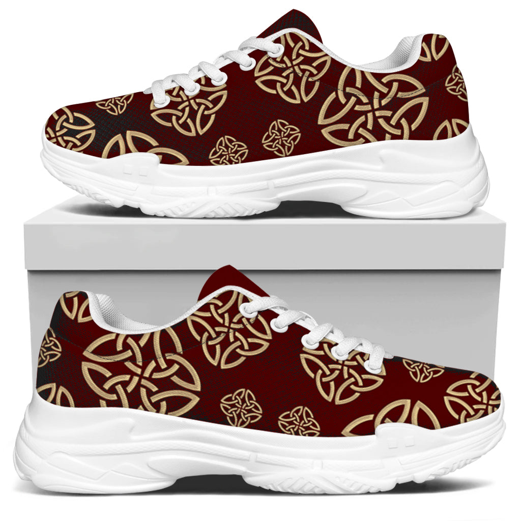 Celtic Knot Symbol Pattern Print White Chunky Shoes