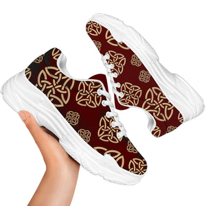 Celtic Knot Symbol Pattern Print White Chunky Shoes