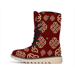 Celtic Knot Symbol Pattern Print Winter Boots