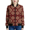 Celtic Knot Symbol Pattern Print Women's Bomber Jacket