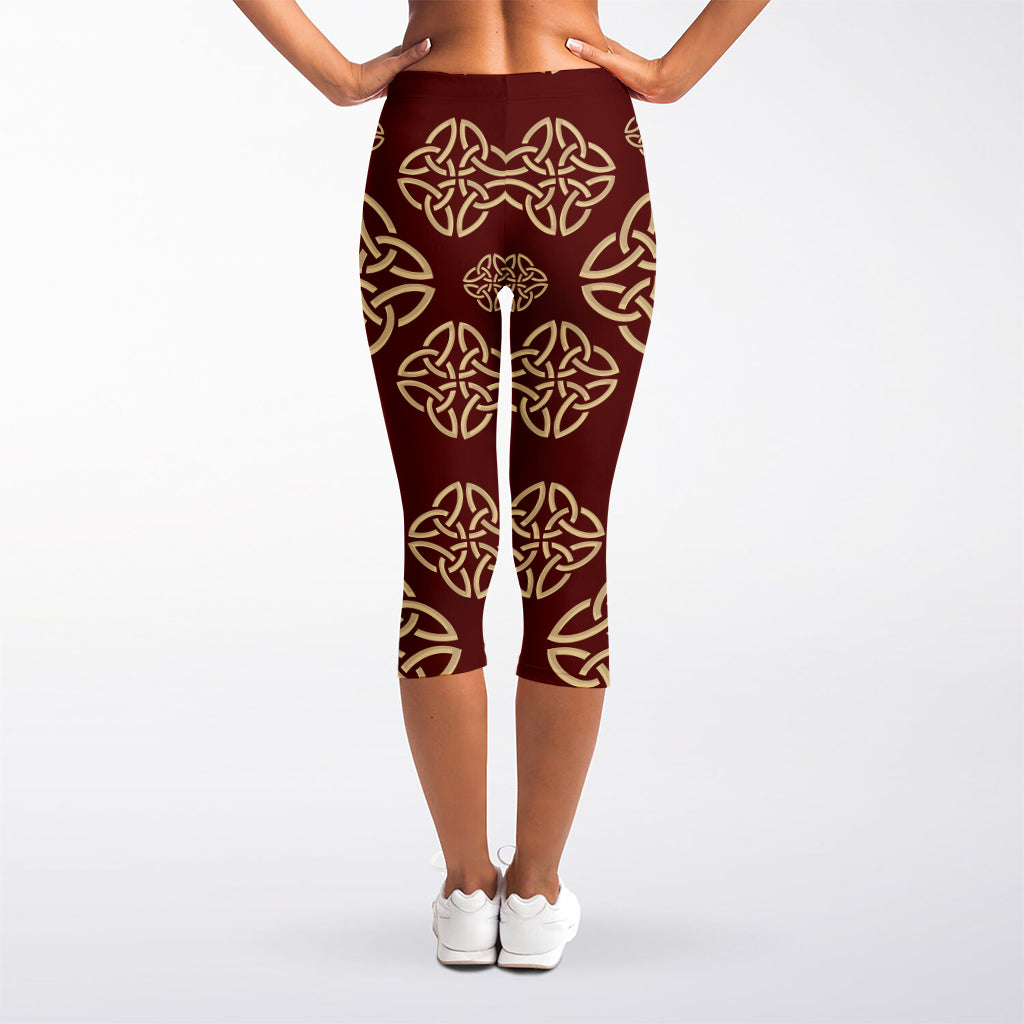 Celtic Knot Symbol Pattern Print Women's Capri Leggings